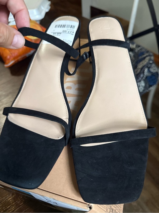 Shoes - Women’s Black Strappy Square-Toe Slide Sandals